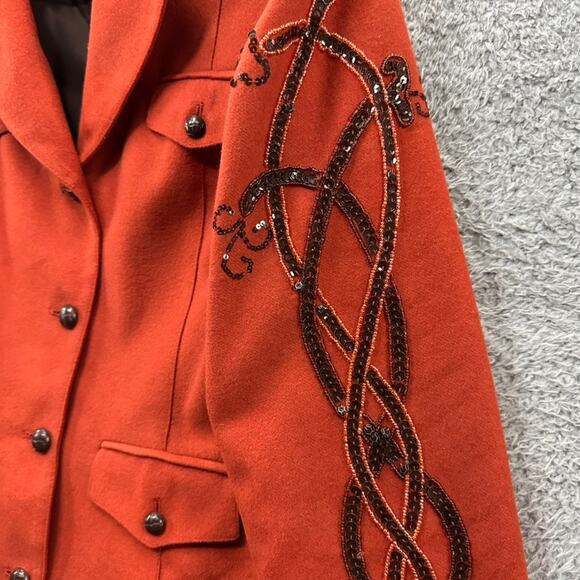 Spiegel Women's Size 16 NWT Jacket Orange Beaded Sleeve Lined Buttons Fall Warm - Picture 9 of 12